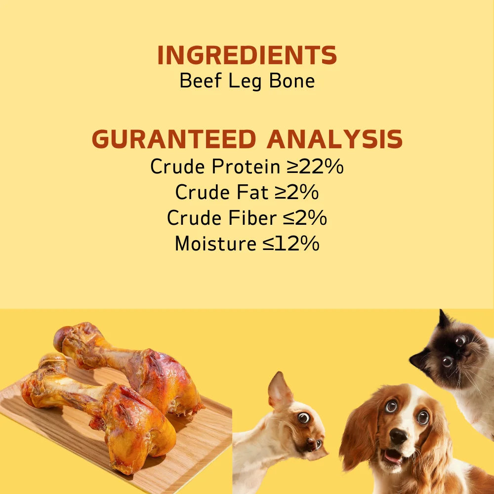 240g/8.46oz (2 Count x120g/4.23oz)6 Inch Beef Dog Bone for Aggressive Chewers, Large and Medium Breed Dog Treat, Natural