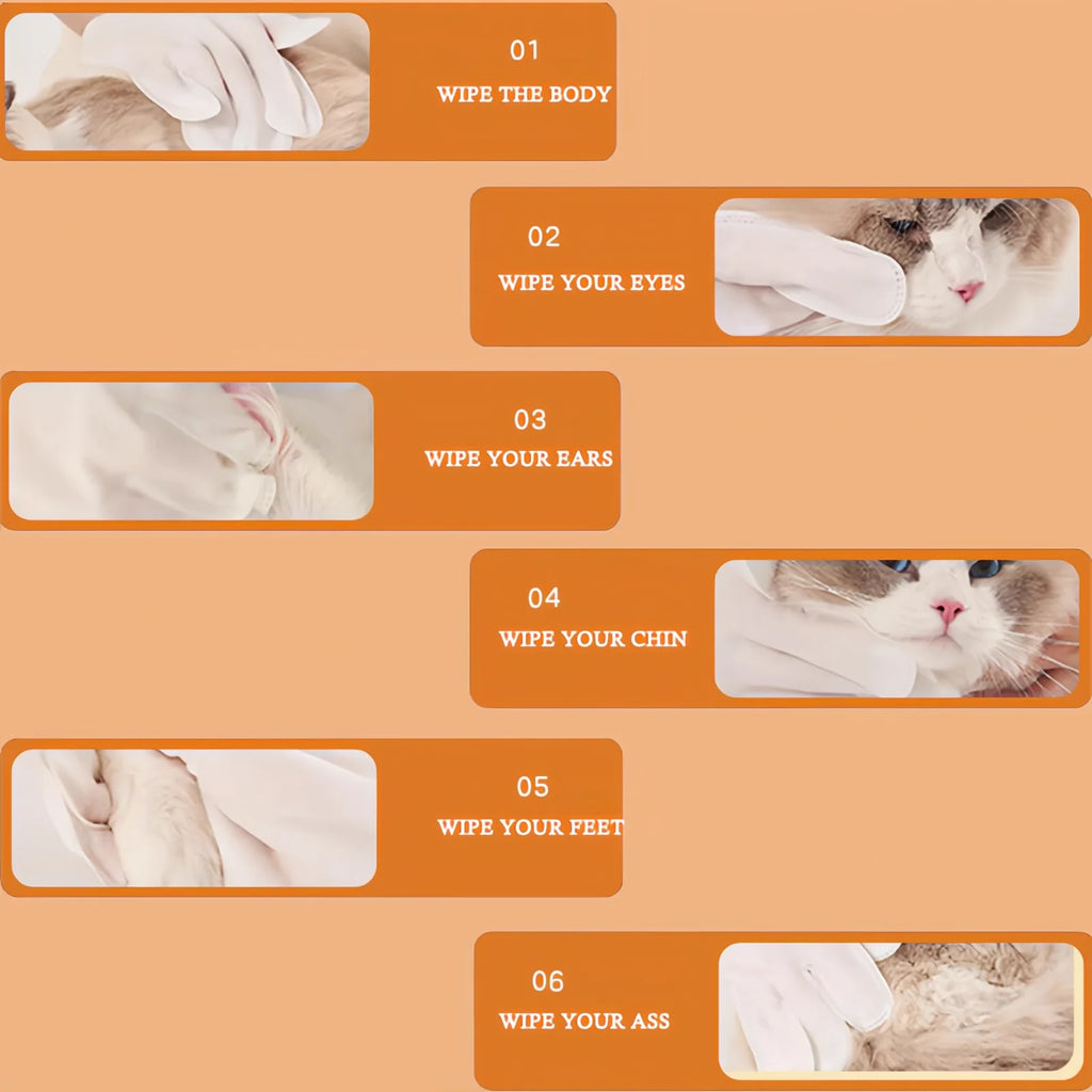 4 packs of 24 pieces，Pet gloves wet wipes - Special disposable cleaning wet wipes for pets, gentle and non-irritating